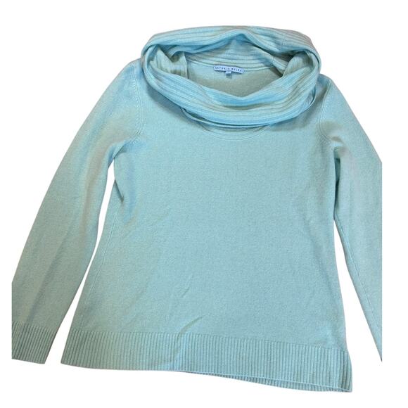 ANTONIO MELANI Light Turquoise Blue 100% Cashmere Cowl Neck Sweater Size LARGE - Picture 8 of 8